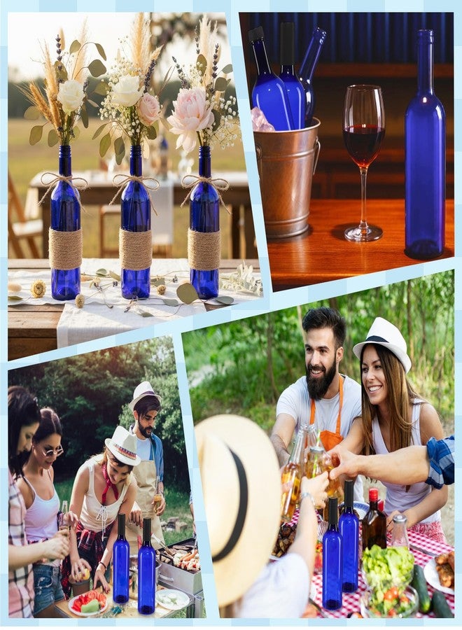 Potchen 6 Pack Plastic Wine Bottles 750ml Blue Empty Bordeaux Coquito Bottles with Screw Cap and Seal Rope for Wine Making Christmas Tree Wedding Party Decorations Champagne Beverages Liquor Storage - Image 5