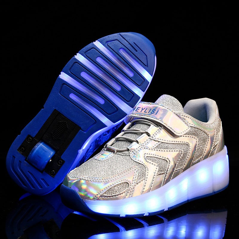 2020 New Children'S Single Wheel Usb Charging Led Luminous Shoes Multi-Mode Switching Teenager Roller Skates Wheel Shoes - Image 4