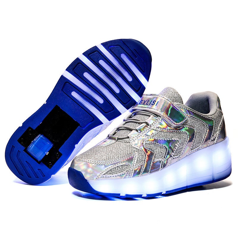 2020 New Children'S Single Wheel Usb Charging Led Luminous Shoes Multi-Mode Switching Teenager Roller Skates Wheel Shoes - Image 5