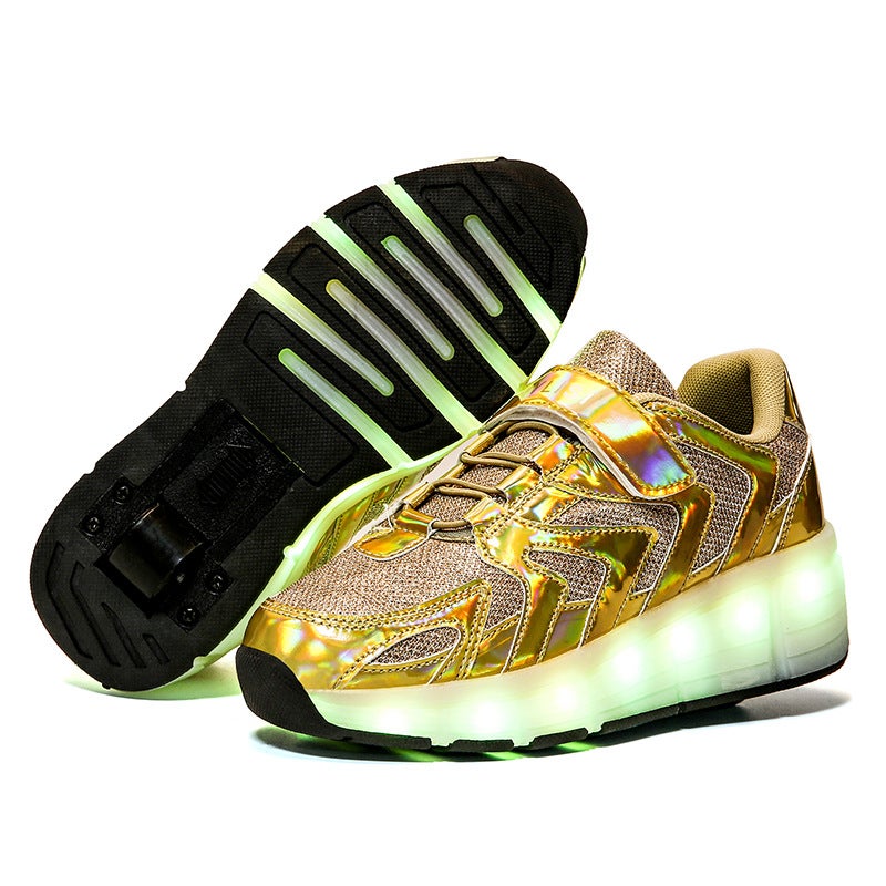 2020 New Children'S Single Wheel Usb Charging Led Luminous Shoes Multi-Mode Switching Teenager Roller Skates Wheel Shoes - Image 1