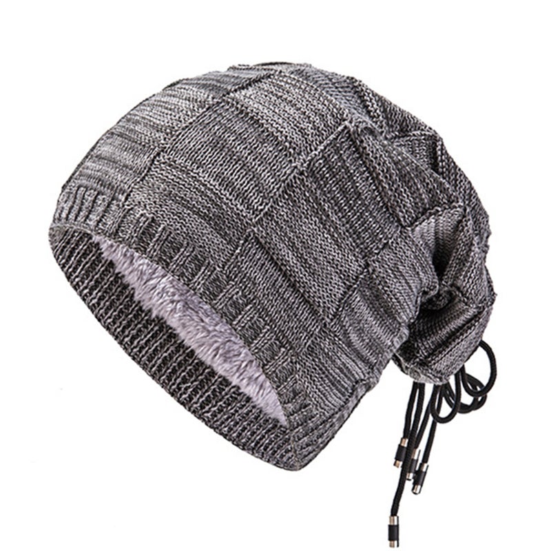 Dual-Purpose Winter Warm Knitted Beanie Hat Neck Warmer Fleece Lined Cap Neck Gaiter for Men and Women Cold Weather Outdoor Sports - Image 1