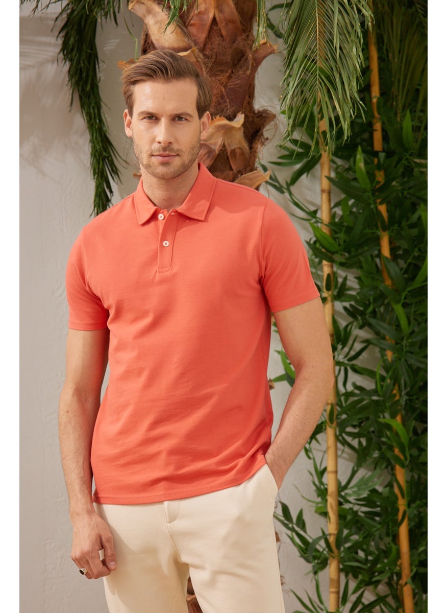 Odelon - Men's Basic Polo Neck T-Shirt (Regular Fit) Orange - Image 1