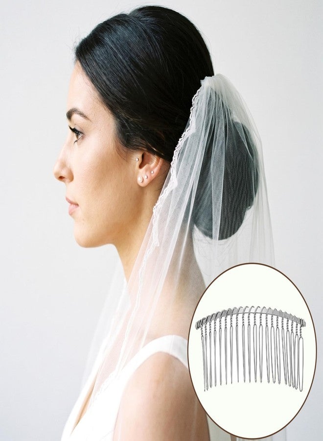 Shimmeroo 3PCS Veil Comb, Shimmeroo 20 Teeth Metal Hair Comb Ribbon-Wrapped - Image 5