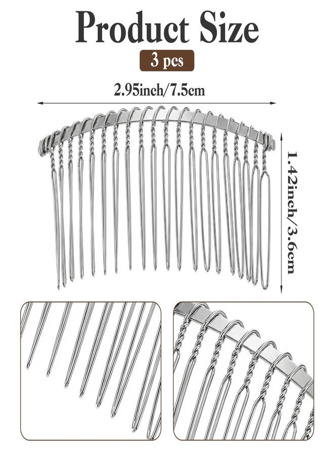 Shimmeroo 3PCS Veil Comb, Shimmeroo 20 Teeth Metal Hair Comb Ribbon-Wrapped - Image 2