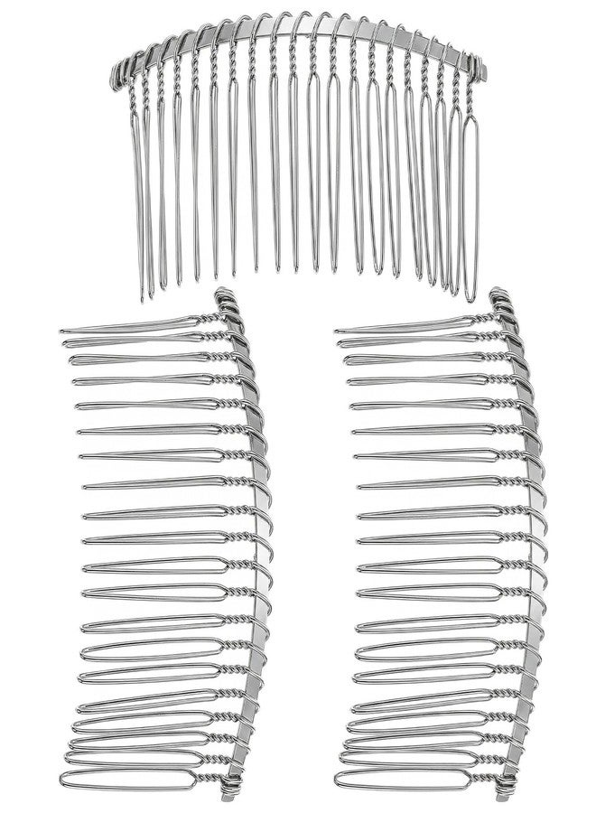 Shimmeroo 3PCS Veil Comb, Shimmeroo 20 Teeth Metal Hair Comb Ribbon-Wrapped - Image 1