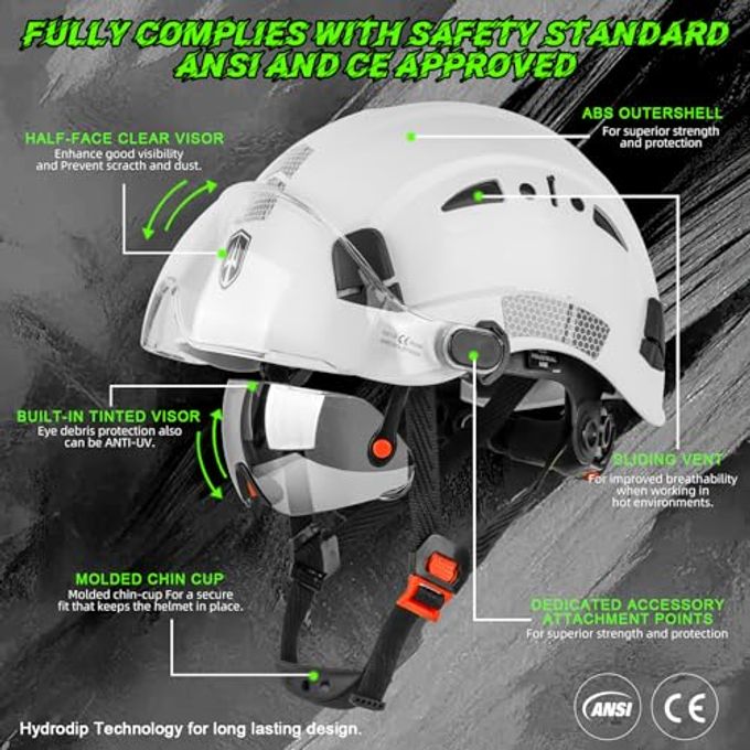 GREEN DEVIL Safety Hard Hat With Tinted & Clear Visor Vented Construction Helmet Cascos De Construccion Abs Work Hardhats For Men - Image 5