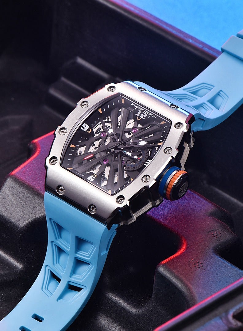 PAGANI DESIGN Men's Quartz Watches Stainless Steel Waterproof Tonneau Wrist Watch for Men with Japan VH65 Movement Silicone Watchband PD1738 - Image 3