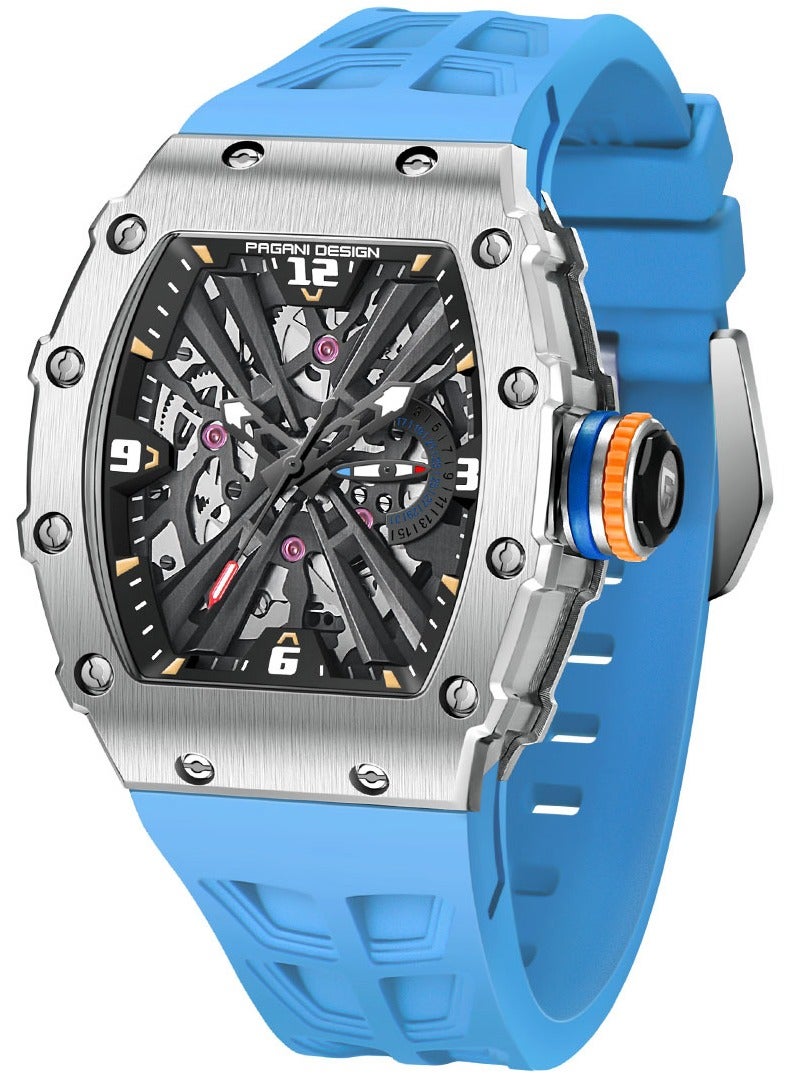 PAGANI DESIGN Men's Quartz Watches Stainless Steel Waterproof Tonneau Wrist Watch for Men with Japan VH65 Movement Silicone Watchband PD1738 - Image 1