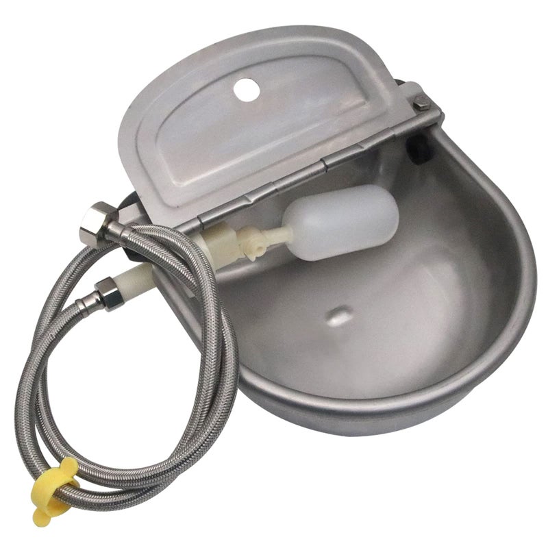 Abustle pig 304 Stainless Steel Automatic Livestock Waterer with Float Valve and 39 inch Water Hose(one end 3/4''), Automatic Animal Water Bowl for Dogs,Horse,Calf,Chicken,Goat, Livestock Horse Waterer Dispenser - Image 1