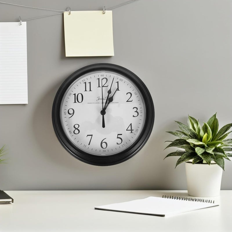 ساعة حائطية صامتة بحجم 9 بوصات، على شكل دائري، تقليدية وأنالوجية، زخرفية، بدون صوت، مناسبة لغرف النوم والمكاتب وغرف المعيشة والمنزل - Image 5