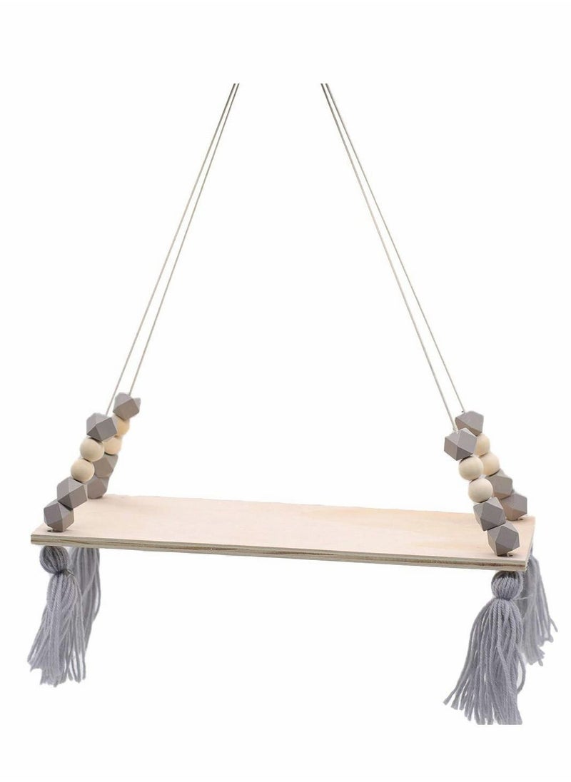 Y&D Wood Hanging Shelves for Wall Boho Decor Swing Rope Rustic Floating Shelf, Display Shelving Home Organizer Rack Living Room Bedroom Bathroom Kitchen  - Image 1