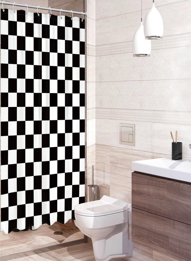 Newsely Retro Checkered Shower Curtain 48Wx72L Inch Black nd White Cute Checkerboard Vintage Modern Abstract Classic Aesthetic Bathroom Set Cool Waterproof Bath Decoration Accessories Home Decor - Image 3