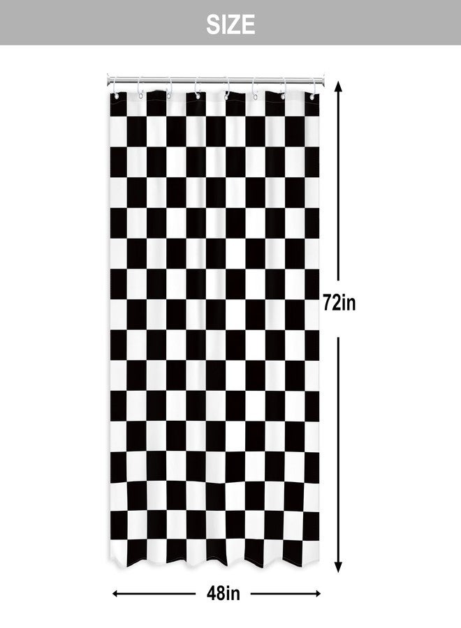 Newsely Retro Checkered Shower Curtain 48Wx72L Inch Black nd White Cute Checkerboard Vintage Modern Abstract Classic Aesthetic Bathroom Set Cool Waterproof Bath Decoration Accessories Home Decor - Image 4
