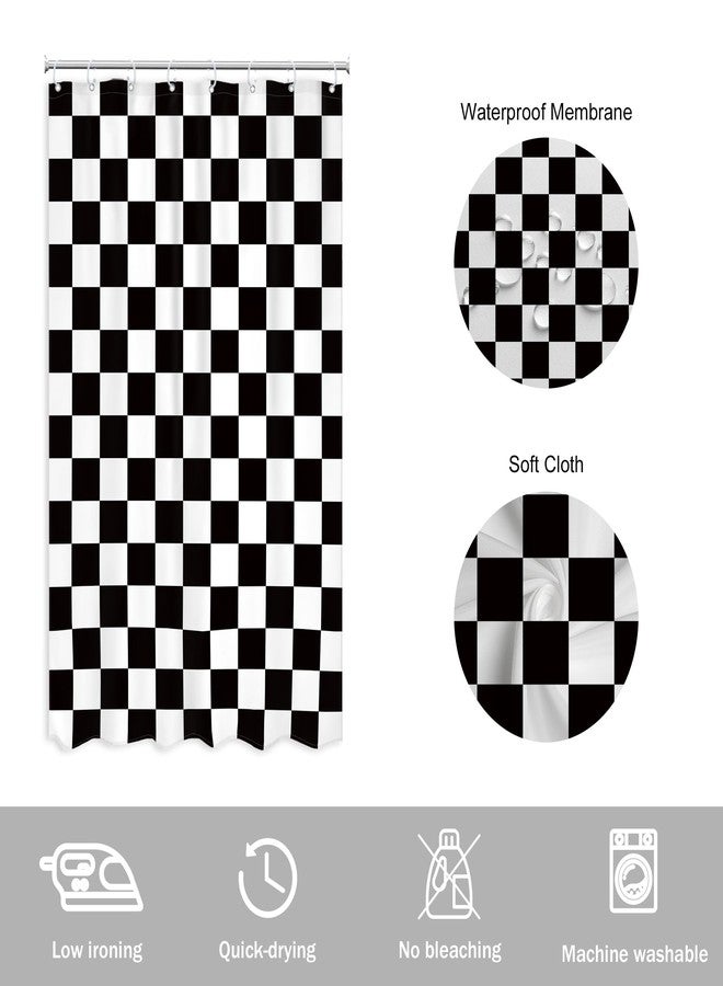 Newsely Retro Checkered Shower Curtain 48Wx72L Inch Black nd White Cute Checkerboard Vintage Modern Abstract Classic Aesthetic Bathroom Set Cool Waterproof Bath Decoration Accessories Home Decor - Image 5
