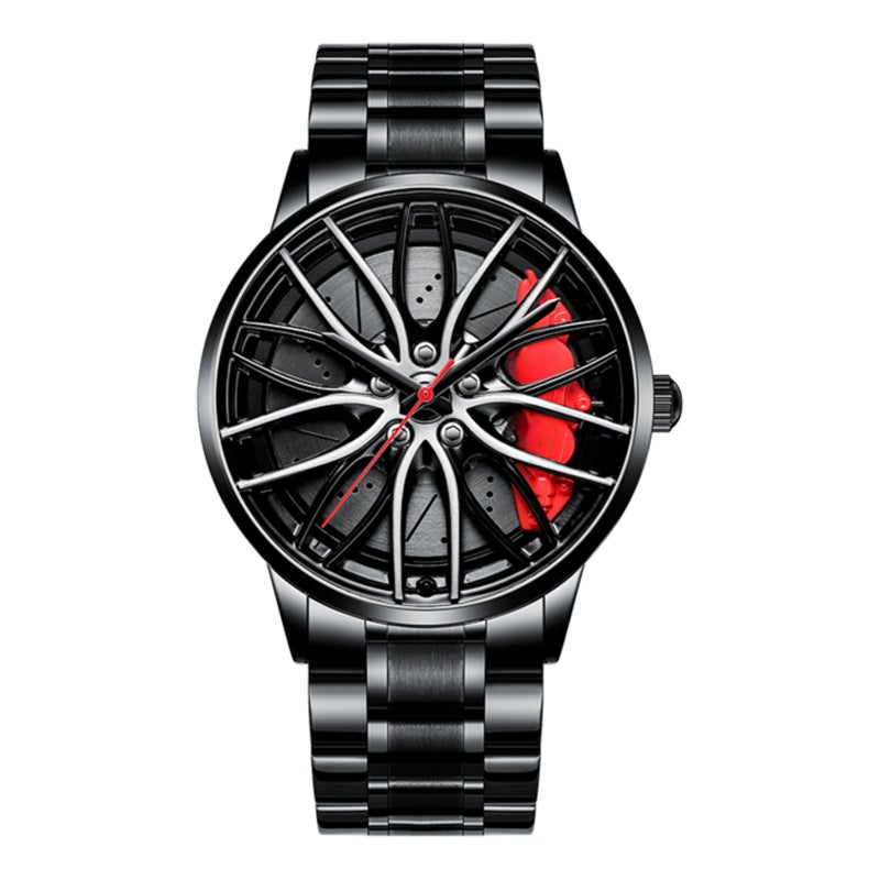 Car Watches for Men,Waterproof Stainless Steel Japanese Quartz Wrist Watch Sports Men’s Watches with Car Wheel Rim Hub Design - Image 1