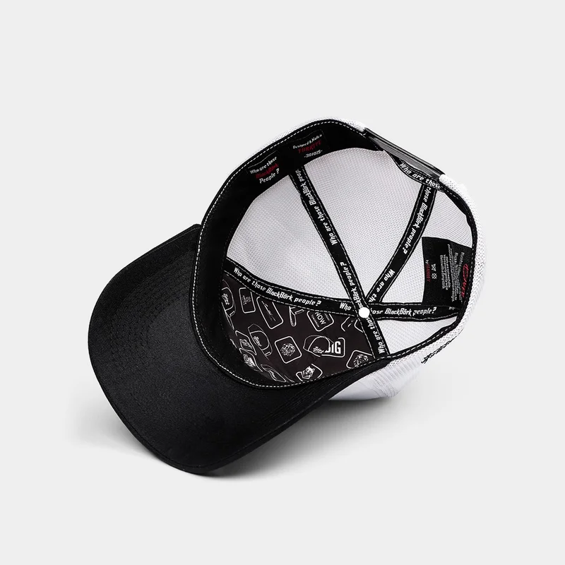 بلاك بورك V1 Trucker Eagle - Unisex Black Peaked-White Hat with 5 Code Logo