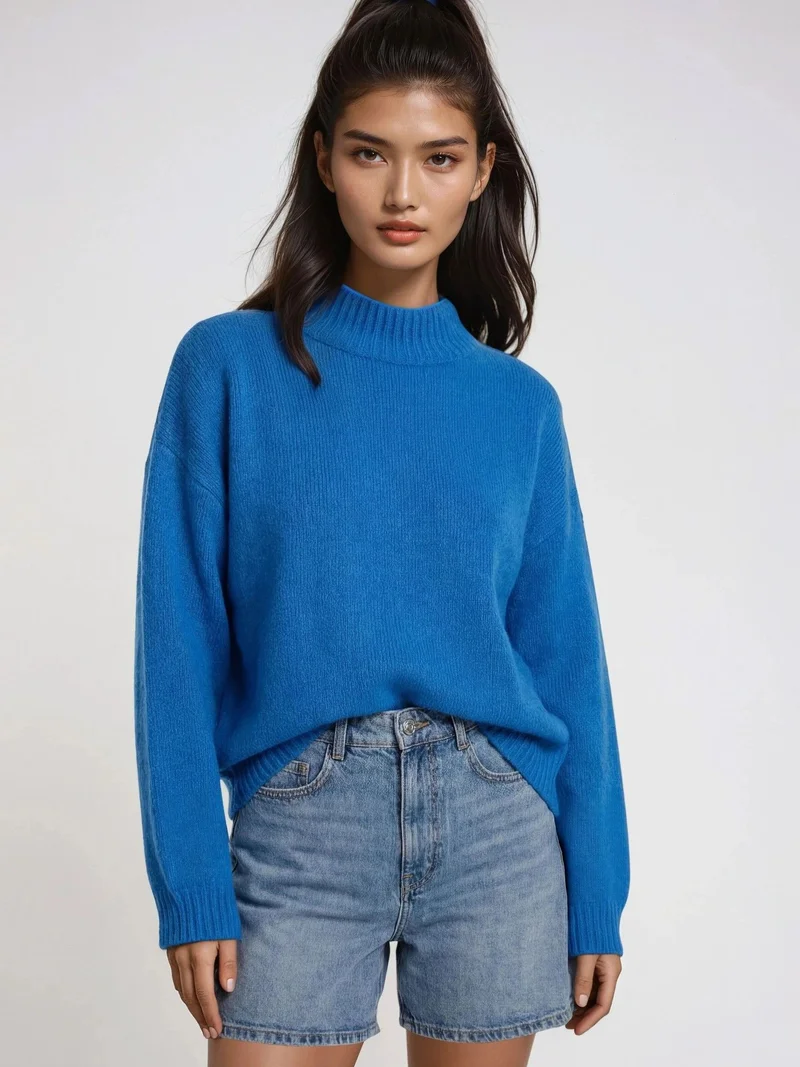 ميكسراي Mixray Relaxed Fit Crew Neck Thick Knit Sweater