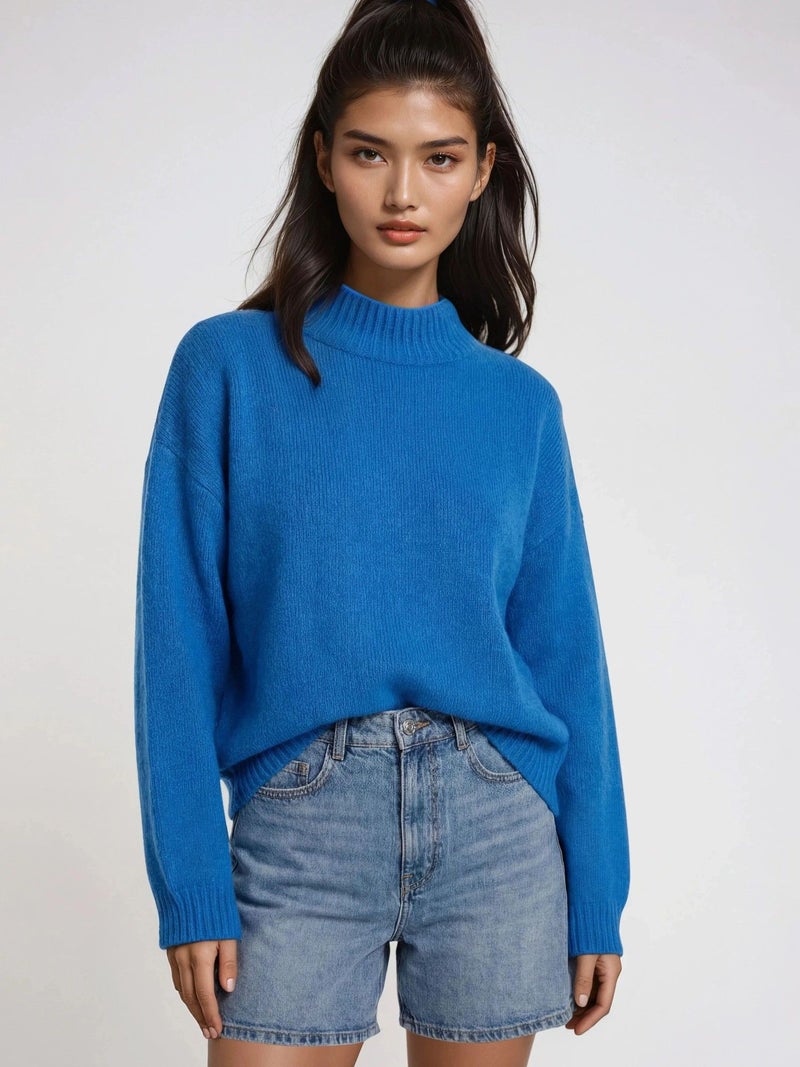 Mixray Relaxed Fit Crew Neck Thick Knit Sweater - Image 2