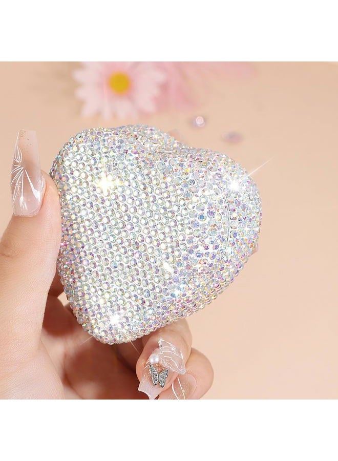 YINXIANJIN Full Diamond Heart-Shaped Jewelry Box, Mini Shiny Decorative Box for Storage Ring Earrings Trinkets Portable Travel Jewelry Holder Cute Festive Gift Box for Women and Girls (Multicolored) - Image 2