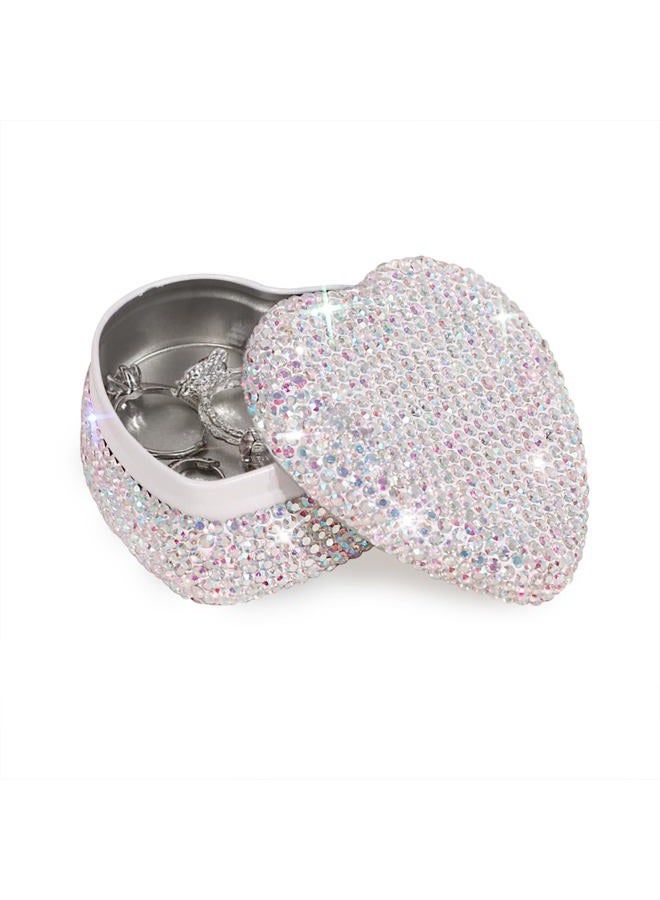 YINXIANJIN Full Diamond Heart-Shaped Jewelry Box, Mini Shiny Decorative Box for Storage Ring Earrings Trinkets Portable Travel Jewelry Holder Cute Festive Gift Box for Women and Girls (Multicolored) - Image 1
