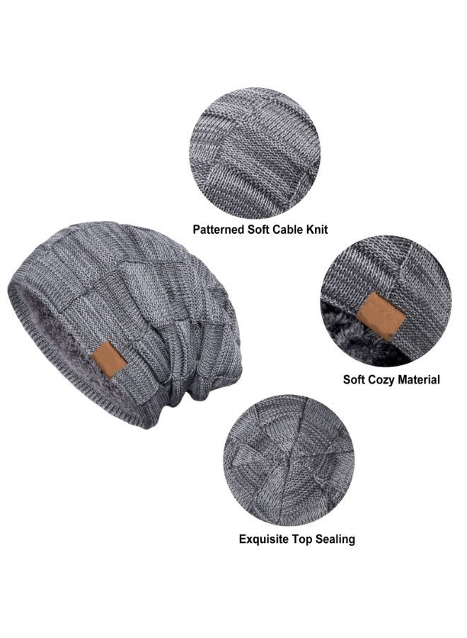 Set of Two Cozy Slouchy Beanie Hats for All Seasons, Thick and Warm Knit Caps for Men and Women - Image 5