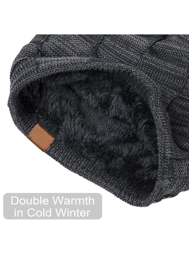 Set of Two Cozy Slouchy Beanie Hats for All Seasons, Thick and Warm Knit Caps for Men and Women - Image 4