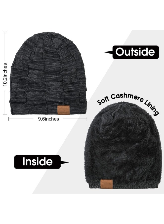 Set of Two Cozy Slouchy Beanie Hats for All Seasons, Thick and Warm Knit Caps for Men and Women - Image 2