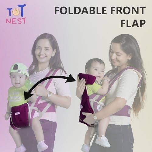 TOT NEST Elegant Baby Carrier with 4 carry positions, Max weight Up to 13 Kgs, Baby Carrier for 4 to 24 months baby, Adjustable New-born to Toddler Carrier with cushioned leg support (Purple) - Image 3