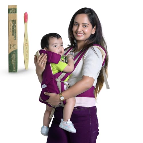 TOT NEST Elegant Baby Carrier with 4 carry positions, Max weight Up to 13 Kgs, Baby Carrier for 4 to 24 months baby, Adjustable New-born to Toddler Carrier with cushioned leg support (Purple) - Image 1