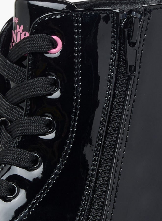 Disney Minnie Mouse Applique Ankle Boots with Zip Closure - Image 5