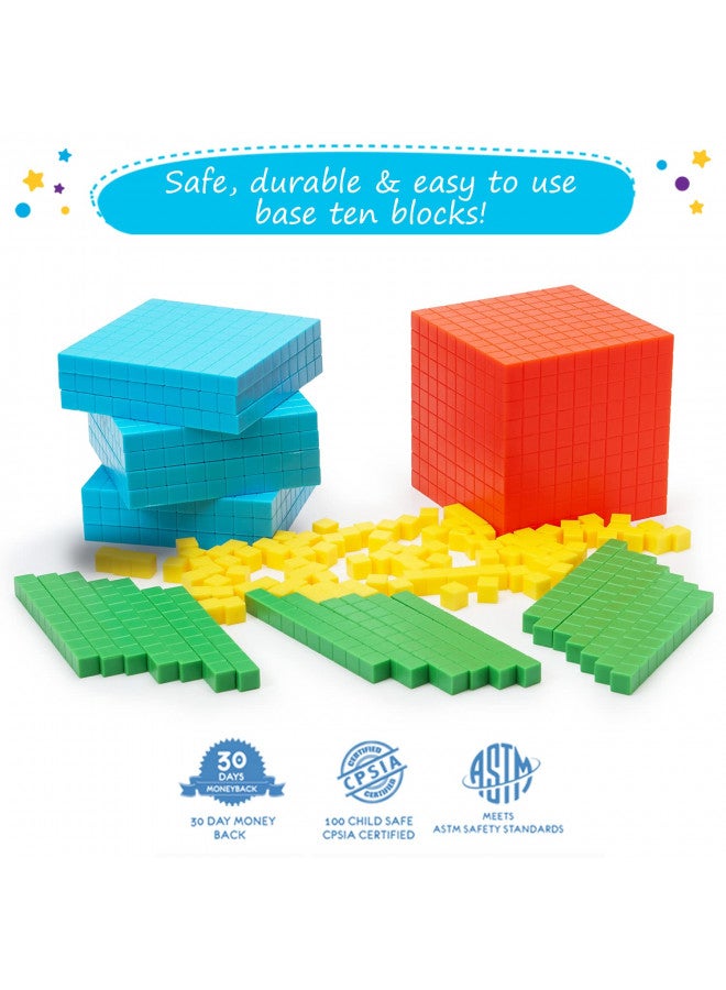 Simply magic 140+1 PCS Colorful Base Ten Blocks & Activities Set - Base Ten Blocks Classroom Set, Base 10 Math Manipulatives, Place Value Blocks Mat, Ones Tens Hundreds Blocks, Math Counters Cubes - Image 4