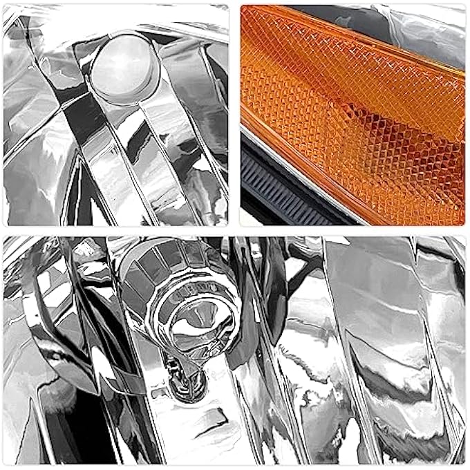 إيه إس مجموعة المصابيح الأمامية متوافقة مع تويوتا كامري 2002 و2003 و2004، غطاء كروم، عاكس كهرماني، عدسة شفافة، زوج جانبي السائق والراكب، غير مناسب لموديلات سولورا - Image 5