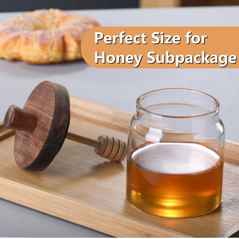 Ansqu Honey Pot  Airtight Glass Honey Jar With Dipper Stick And Wooden Lid  Honey Containers For Storing Honey  Mason Jar For Home Kitchen  17Oz - Image 2