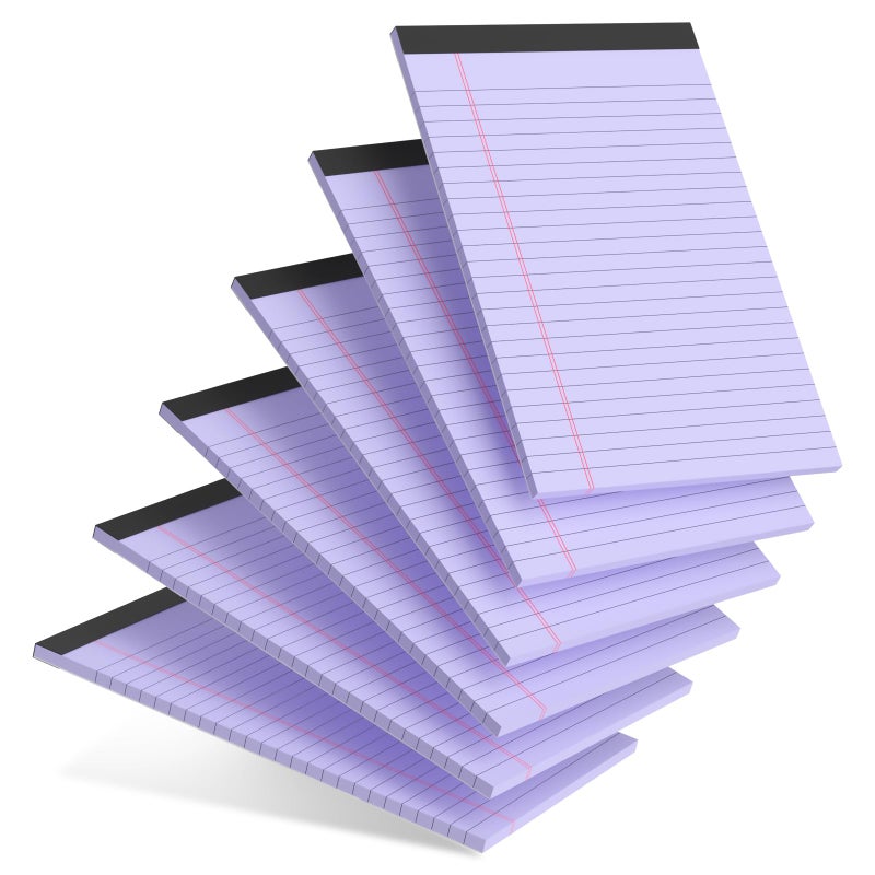 AILZFEI 6pcs Small Legal Pad 5x8 College Ruled Purple Legal Pads Notepads 6 Pack Study Back Writing Pads 5 x 8 Perforated Narrow Ruled Pads of Paper Purple - Image 1