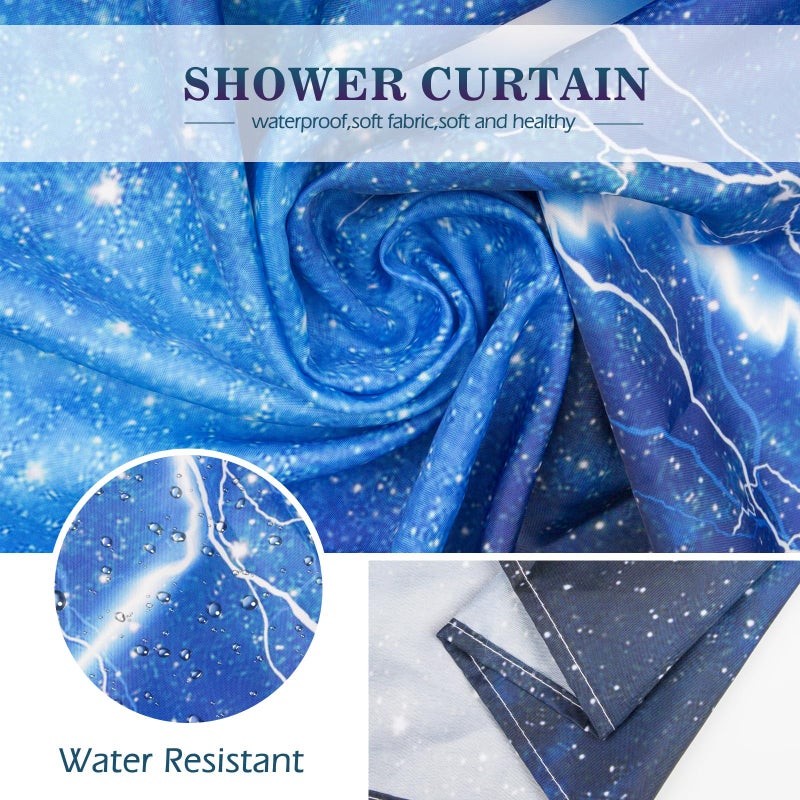 Aimego Funny Cat Shower Curtains for Bathroom - Cool Cute Cat on Fantasy Outer Space Galaxy Universe UFO Fun Shower Curtain Set with 12 Hooks for Adults Kids Bathroom Decor Accessories  72""x72"" - Image 3