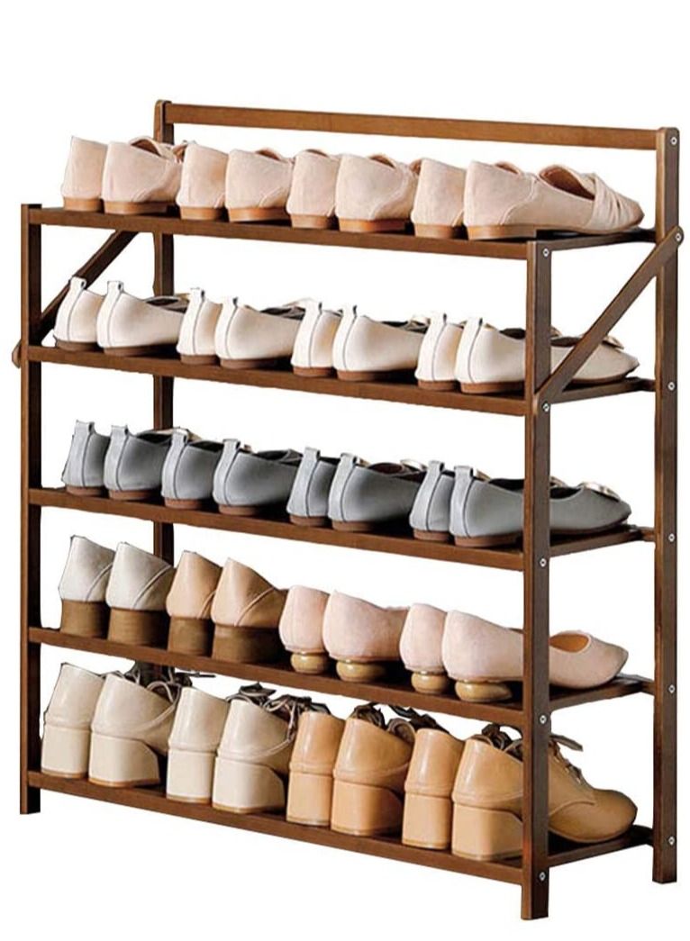 LINGWEI Wooden Shoe Shelf Foldable Shoe Rack Multi Layer Storage Organizer Wooden Shoe Stand Space Saving Shoe Cabinet Flower Stand Shoe Storage Bench Entryway Bamboo Stand - Image 3