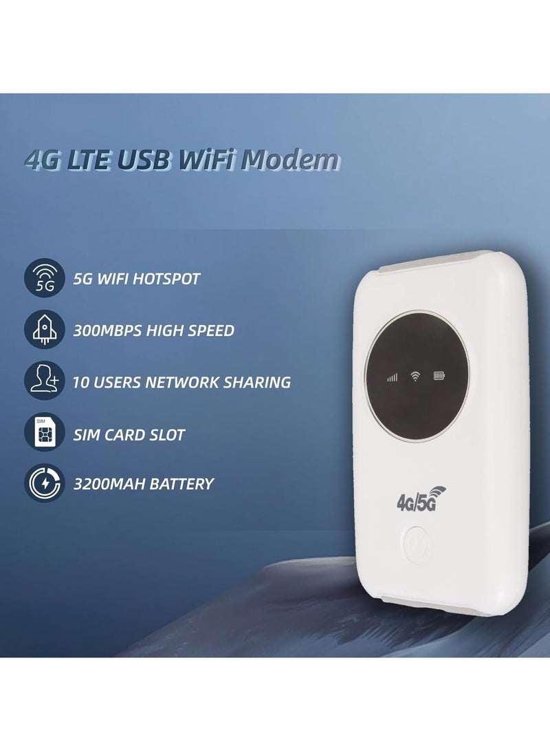 Nanak 4G/5G LTE USB Modem with SIM Card Slot, Wireless USB Modem 300Mbps Mobile 5G WiFi Router Unlocked Mobile WiFi Portable WiFi Hotspot Portable USB WiFi Modem Up to 10 WiFi Connect Devices - Image 3