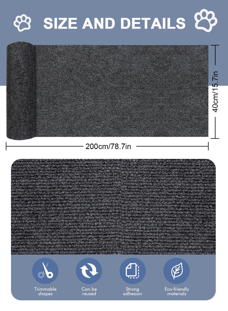 URbazaar Cat Scratch Couch Furniture Protector, Adhesive Cat Scratch Pad Deterrent for Furniture, DIY Climbing Cat Scratcher Couch Protector from Cat Claws Scratching for Indoor (Dark Gray,78.7x15.7In) - Image 2