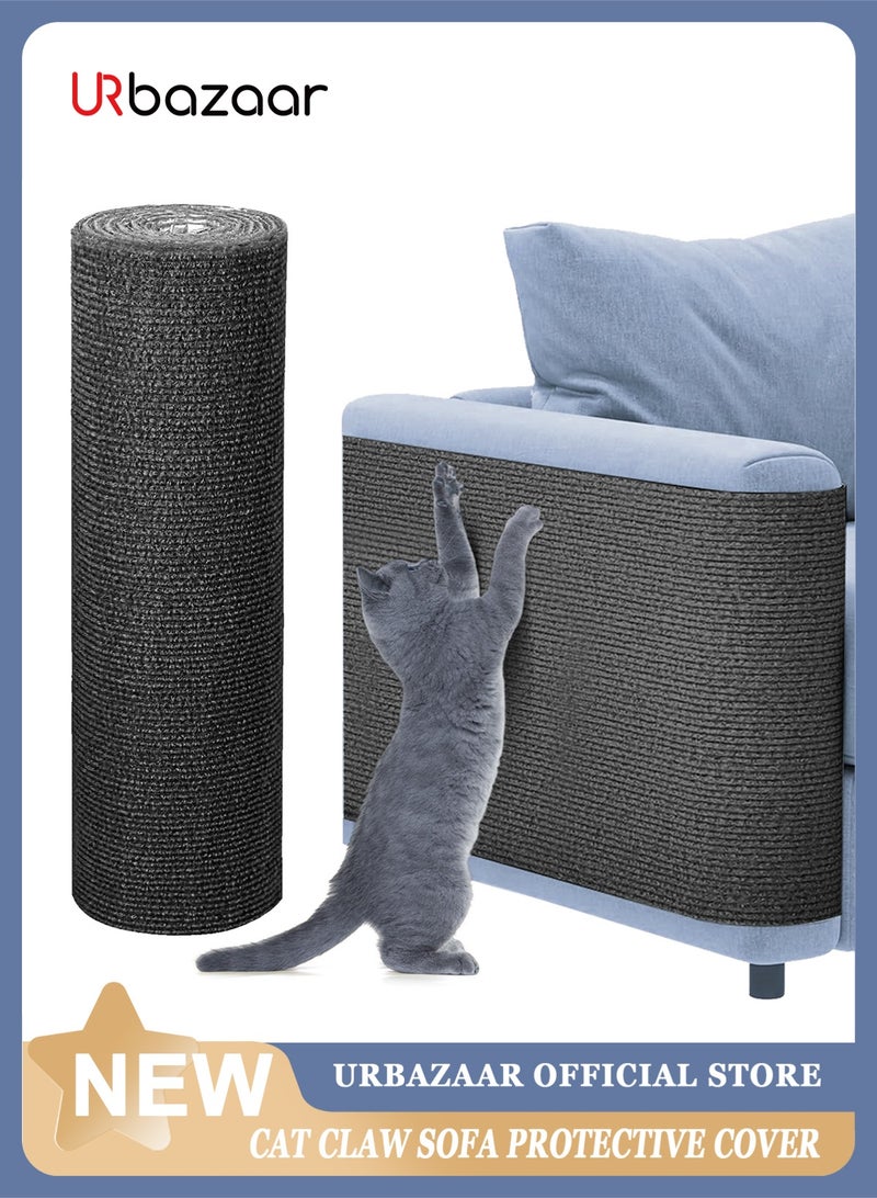 URbazaar Cat Scratch Couch Furniture Protector, Adhesive Cat Scratch Pad Deterrent for Furniture, DIY Climbing Cat Scratcher Couch Protector from Cat Claws Scratching for Indoor (Dark Gray,78.7x15.7In) - Image 1
