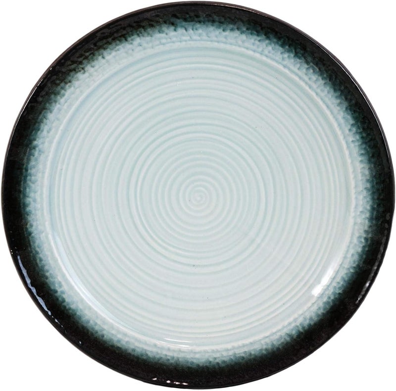 Ebros Gift Porcelain Serveware And Drinkware Artistic Ocean Zen Aquamarine Black Gradient Textured Restaurant Kitchen Supply Pack of 3 Dinner Lunch Entree Plates 1025 D - Image 2