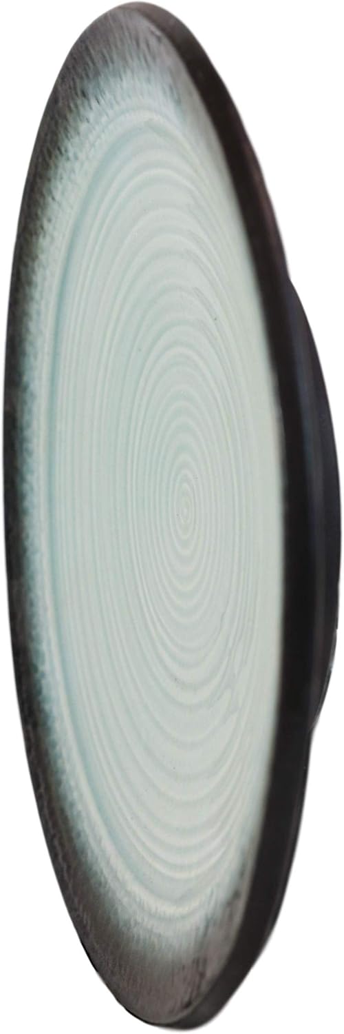 Ebros Gift Porcelain Serveware And Drinkware Artistic Ocean Zen Aquamarine Black Gradient Textured Restaurant Kitchen Supply Pack of 3 Dinner Lunch Entree Plates 1025 D - Image 3