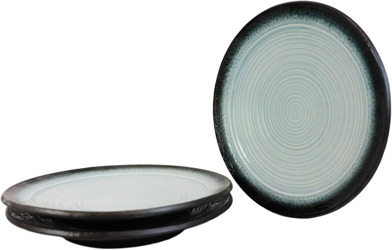 Ebros Gift Porcelain Serveware And Drinkware Artistic Ocean Zen Aquamarine Black Gradient Textured Restaurant Kitchen Supply Pack of 3 Dinner Lunch Entree Plates 1025 D - Image 4