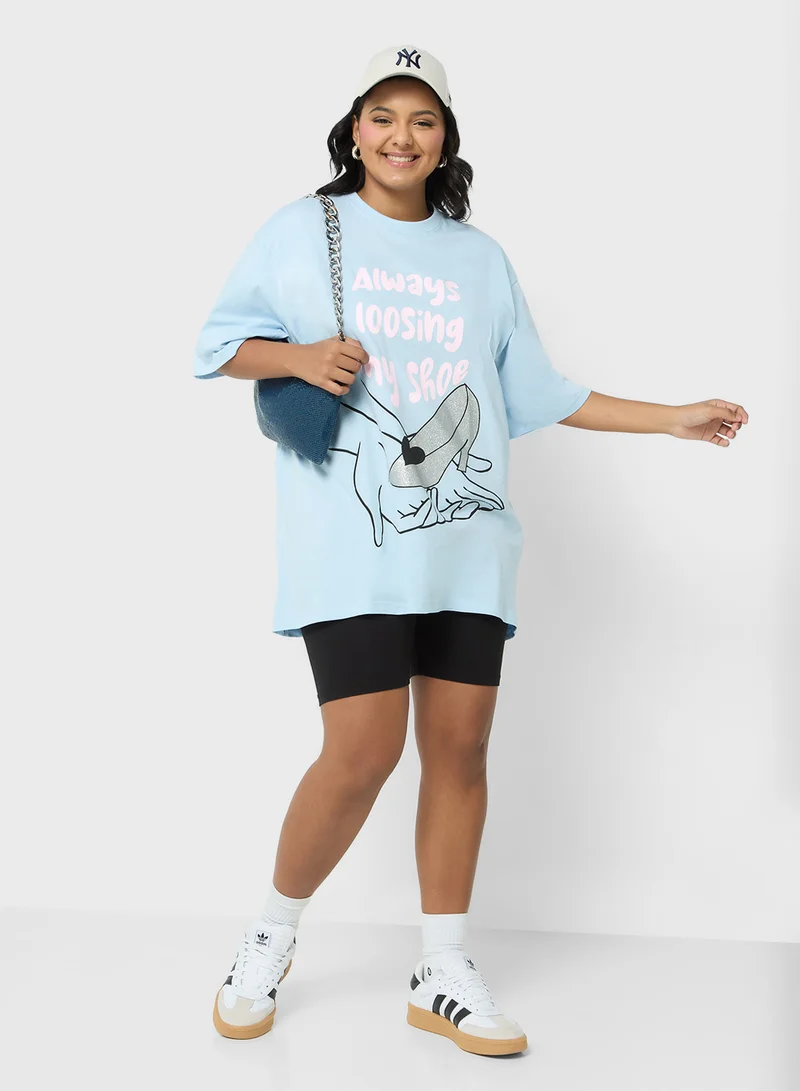 Disney Princess Plus Size Oversize Slogan T-Shirt
