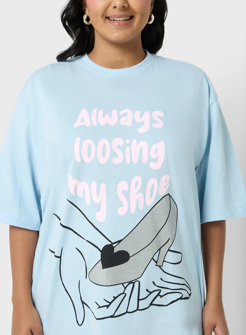 Disney Princess Plus Size Oversize Slogan T-Shirt