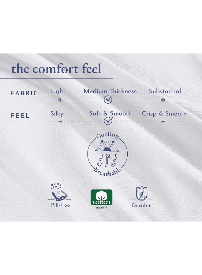 California Design Den Sateen Cotton Duvet Cover Set, Queen Size, 3 Piece, Bright White - Image 1
