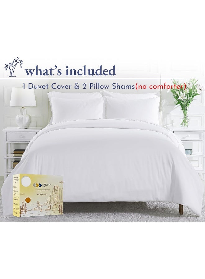 California Design Den Sateen Cotton Duvet Cover Set, Queen Size, 3 Piece, Bright White - Image 4
