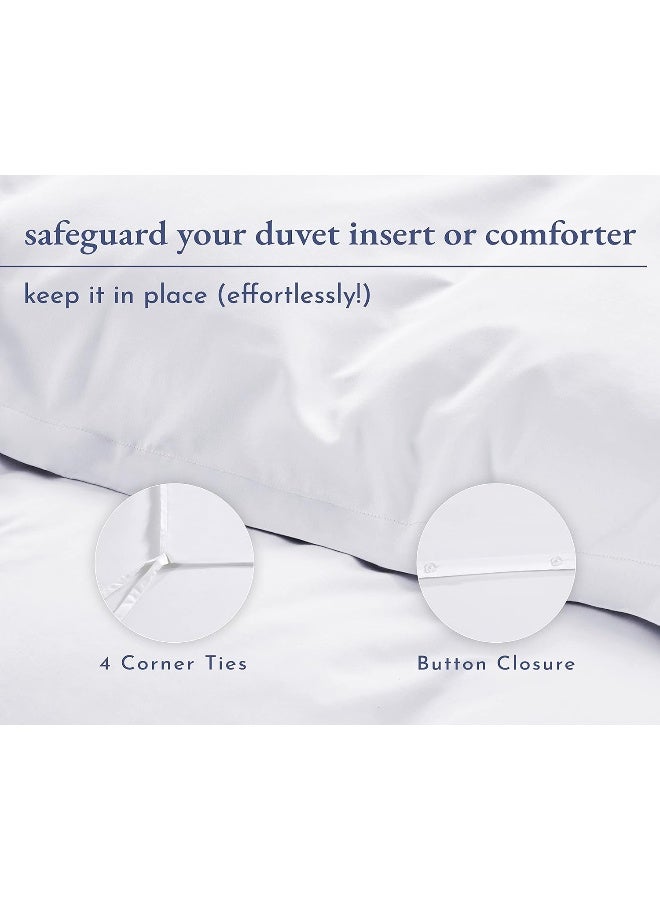 California Design Den Sateen Cotton Duvet Cover Set, Queen Size, 3 Piece, Bright White - Image 5