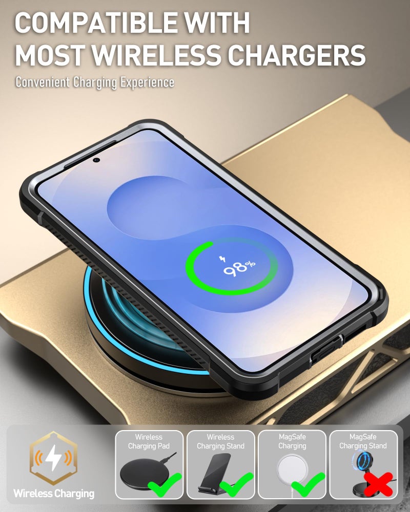 Poetic Spartan Case for Galaxy S25 6.2", [Slide Camera Cover] [Screen Protector Works with Fingerprint ID] Military Grade Rugged Shockproof S25 Phone Case with Kickstand, Metallic Gun Metal - Image 5