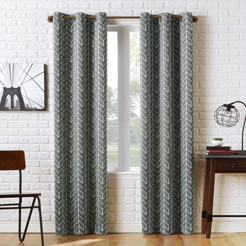 Sun Zero Kenwood Chevron Blackout Grommet Curtain Panel 40 x 84 Gray