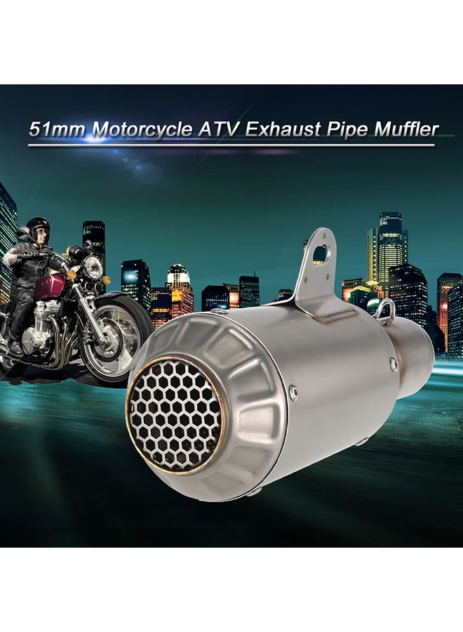 NIBEMINENT Frosted Muffler Pipe Exhaust With Net Tail For Motorcycle ATV - Image 2
